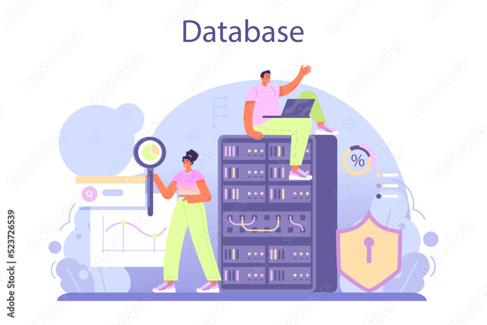 Poster big data analytics concept. big data based development of business strategy