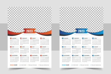 2023 Calendar Layout, wall calendar template design for 2023, , Print Ready singlepage wall calendar template design