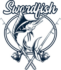 illustration of a sword fishing club logo