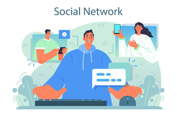 SMM manager concept. Social media marketing specialist advertising