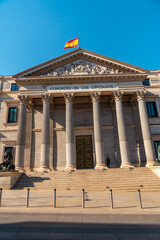 Obraz premium Building of the Congress of Deputies of Madrid without people, Spain, place of political decisions