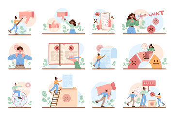 Complaint concept set. Dissatisfaction of product or service,