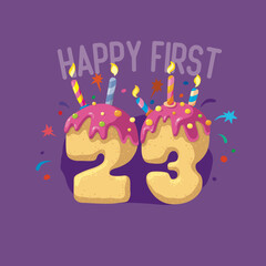 happy birthday greeting card design with cake 