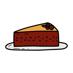 Doodle peace of cake with berry vector illustration