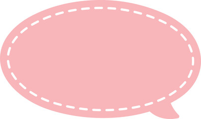 Cute pastel pink hand drawn speech bubble frame icon. Doodle illustration.