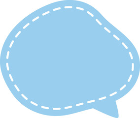 Fototapeta premium Cute pastel blue hand drawn speech bubble frame icon. Doodle illustration.