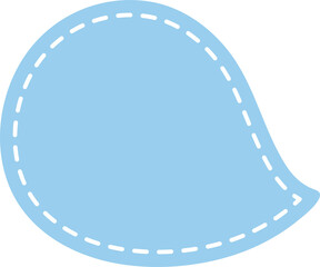 Cute pastel blue hand drawn speech bubble frame icon. Doodle illustration.
