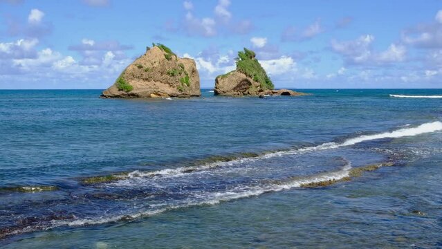 Seashore and Hell's Gate Islands, Calibishie, Dominica, Caribbean