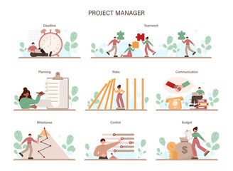 Project manager assignments set. Successful business project planning