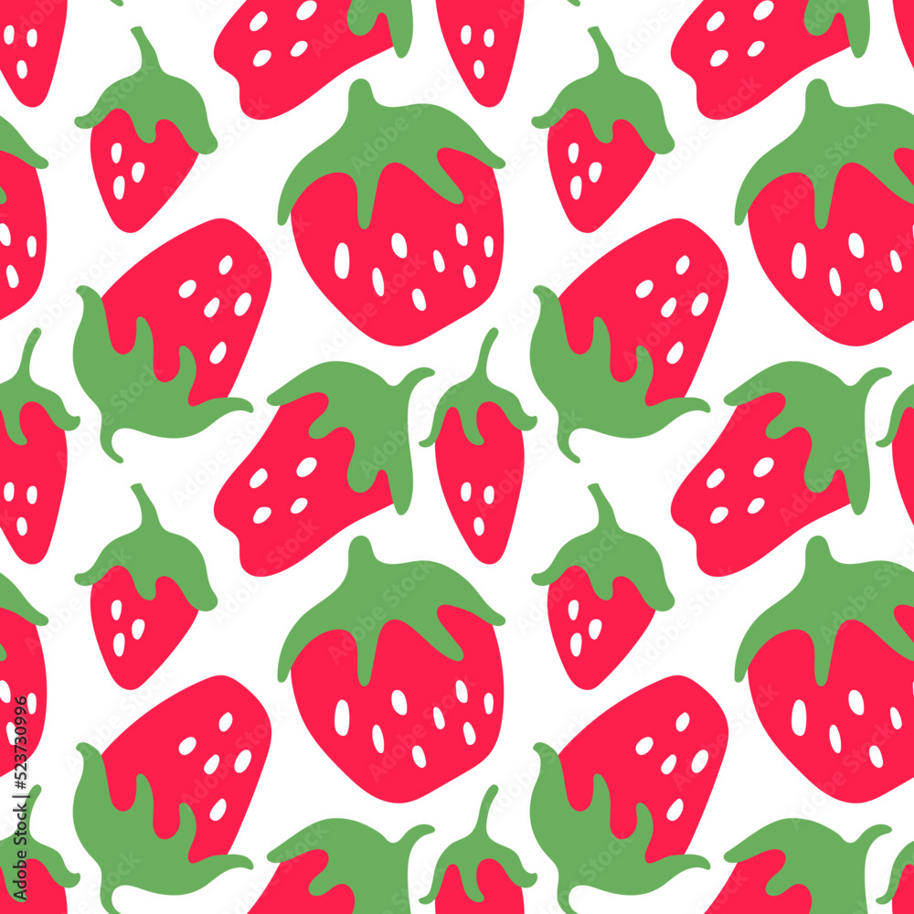 Poster abstract strawberry seamless pattern. vector fruit illustration. simple berry background