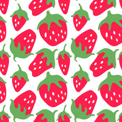 Abstract strawberry seamless pattern. Vector fruit illustration. Simple berry background