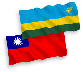 Obraz premium Flags of Republic of Rwanda and Taiwan on a white background