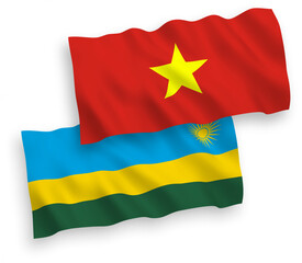 Flags of Republic of Rwanda and Vietnam on a white background