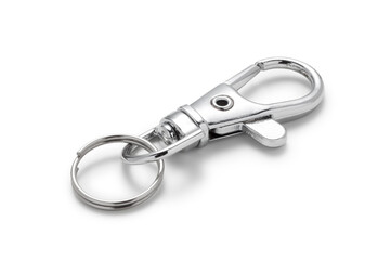 Metal key ring clip isolated on white background