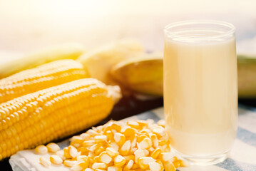 Corn juice ,healthy drink, Corn milk, Sweet corn juice ,corn milk with Fresh sweet corn.