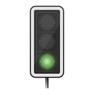 Green Traffic Light Signal Realistic Vector Urban Transportation Pedestrian Approved Go