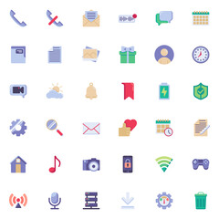 Mobile phone UI elements collection, flat icons set