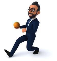 Fun 3D cartoon illustration of an indian businessman