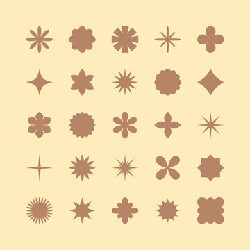 Set of linear geometric design elements, abstract shapes, forms. Vector outline illustration. 