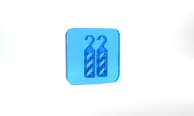 Blue Earrings icon isolated on grey background. Jewelry accessories. Glass square button. 3d illustration 3D render