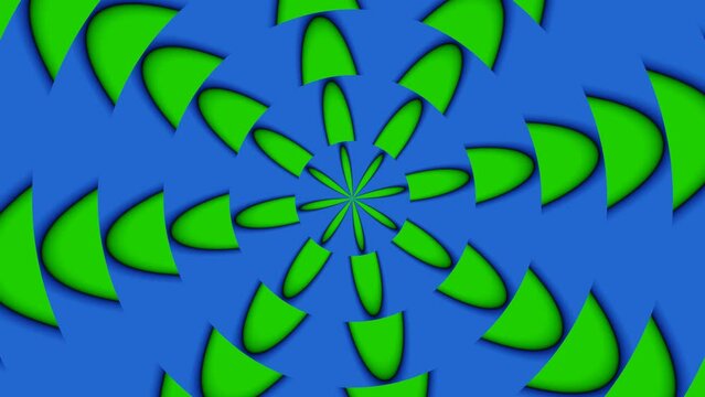 Bright green-blue video. 3d animation. Hypnosis concept. Abstract background. Circular rotations, tunnel, whirlpool. Seamless loop animation