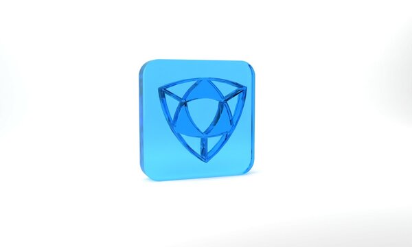 Blue Diamond icon isolated on grey background. Jewelry symbol. Gem stone. Glass square button. 3d illustration 3D render