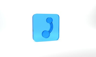 Blue Piercing icon isolated on grey background. Glass square button. 3d illustration 3D render