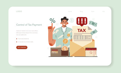 Tax inspector web banner or landing page. Idea of accounting