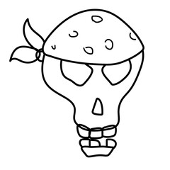 The skull in the bandage is a hand-drawn outline of a karakul. Funny pirate symbol