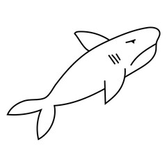 Obraz premium Hand-drawn shark. A black and white doodle illustration