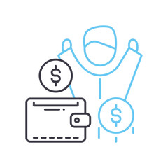 employee salary line icon, outline symbol, vector illustration, concept sign