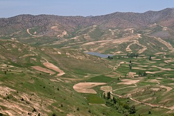 View of the Zarafshan Range. Kashkadarya Region, south of Samarkand city. Uzbekistan.
