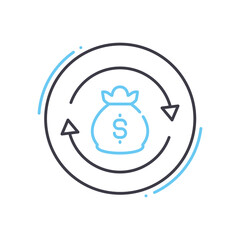 financial turnover line icon, outline symbol, vector illustration, concept sign