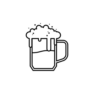 glass mug icon with soda and foam on white background. simple, line, silhouette and clean style. black and white. suitable for symbol, sign, icon or logo