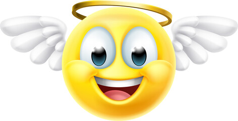 An angel with a halo and wings emoji emoticon man face cartoon icon mascot