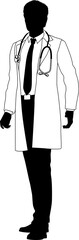 Silhouette doctor man medical healthcare person in a lab coat.