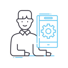 application developer line icon, outline symbol, vector illustration, concept sign
