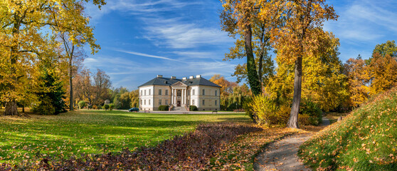 Obraz premium Palace and park complex in Dobrzyca, city in Greater Poland Voivodeship.