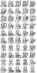 occupation icons set. job and employments concept. vector outline