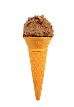 Chocolate ice cream icecream cone cornet isolated transparent background photo PNG file