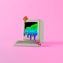 Vapor synth retro wave computer vintage style background concept.