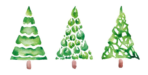 Collection of Christmas trees, modern abstract design. Can be used for printed materials - leaflets, posters, business cards or for web.