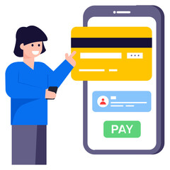 A flat modern illustration of mobile payment