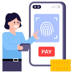 A flat modern illustration of mobile payment