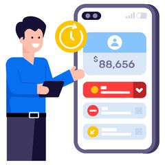 Flat editable illustration of a banker 