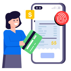 A flat modern illustration of mobile payment