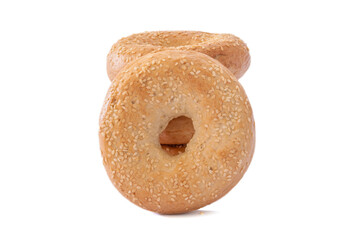 pain bagel en gros plan isolé sur un fond blanc