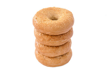 pain bagel en gros plan isolé sur un fond blanc