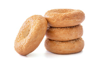 pain bagel en gros plan isolé sur un fond blanc