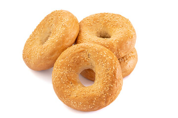 pain bagel en gros plan isolé sur un fond blanc